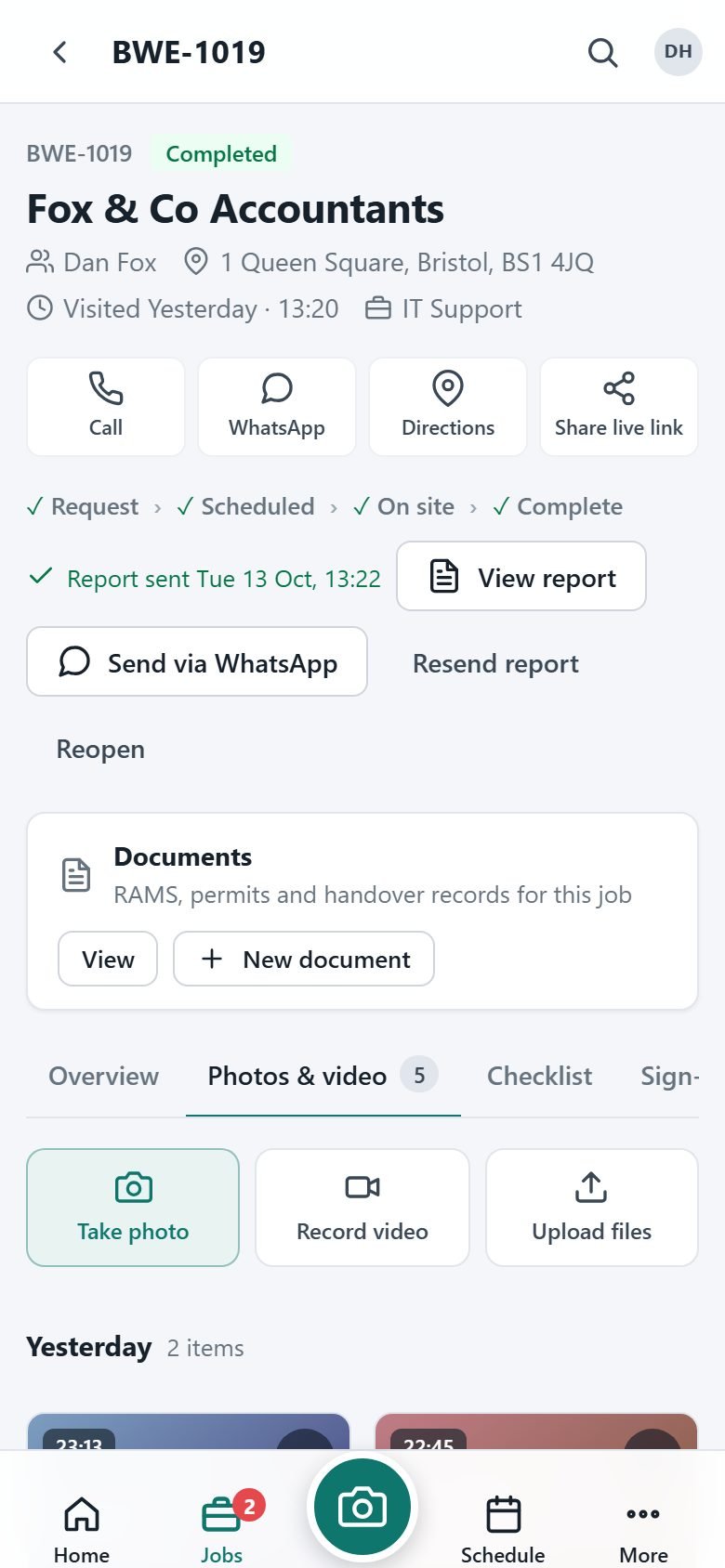 Taking photos on site from a phone