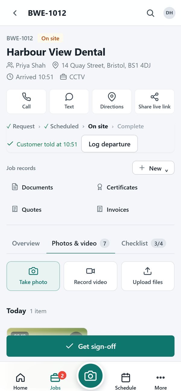JobSense on a phone, on site at a job